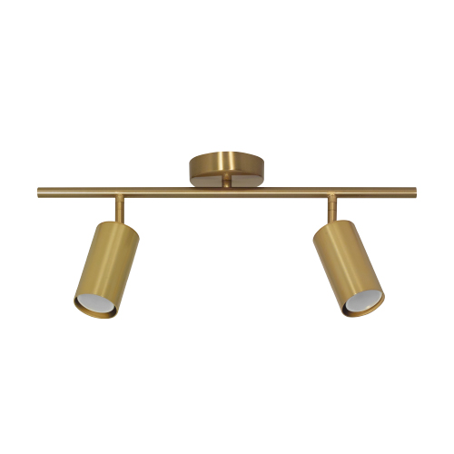 Aplique de metal dorado 2xGU10 cabezal 6cm barral 50cm